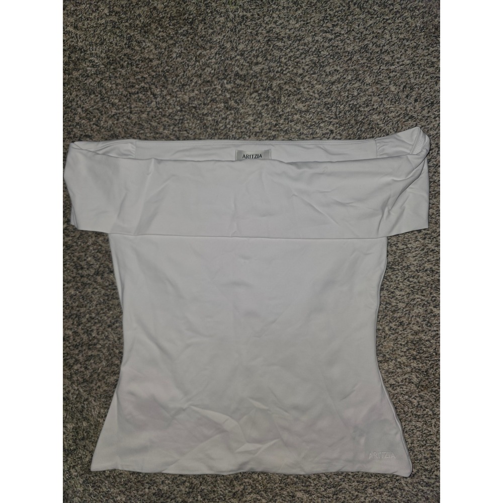 Aritzia Contour Off-Shoulder Top White Short Sleeve Bodysuit Style Shirt M